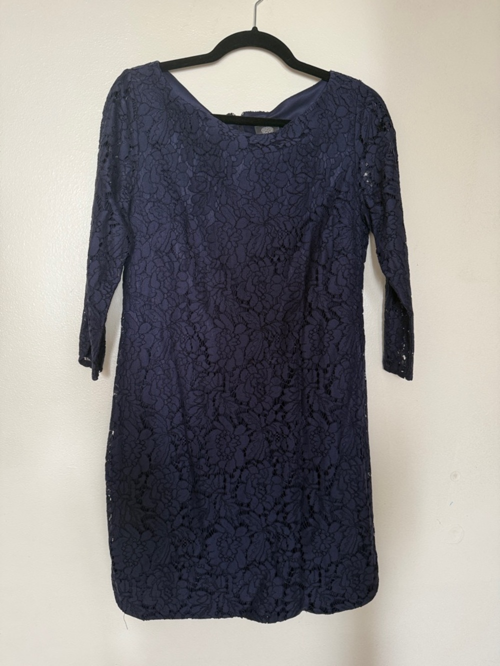 Vince Camuto Navy Floral Lace Midi Dress